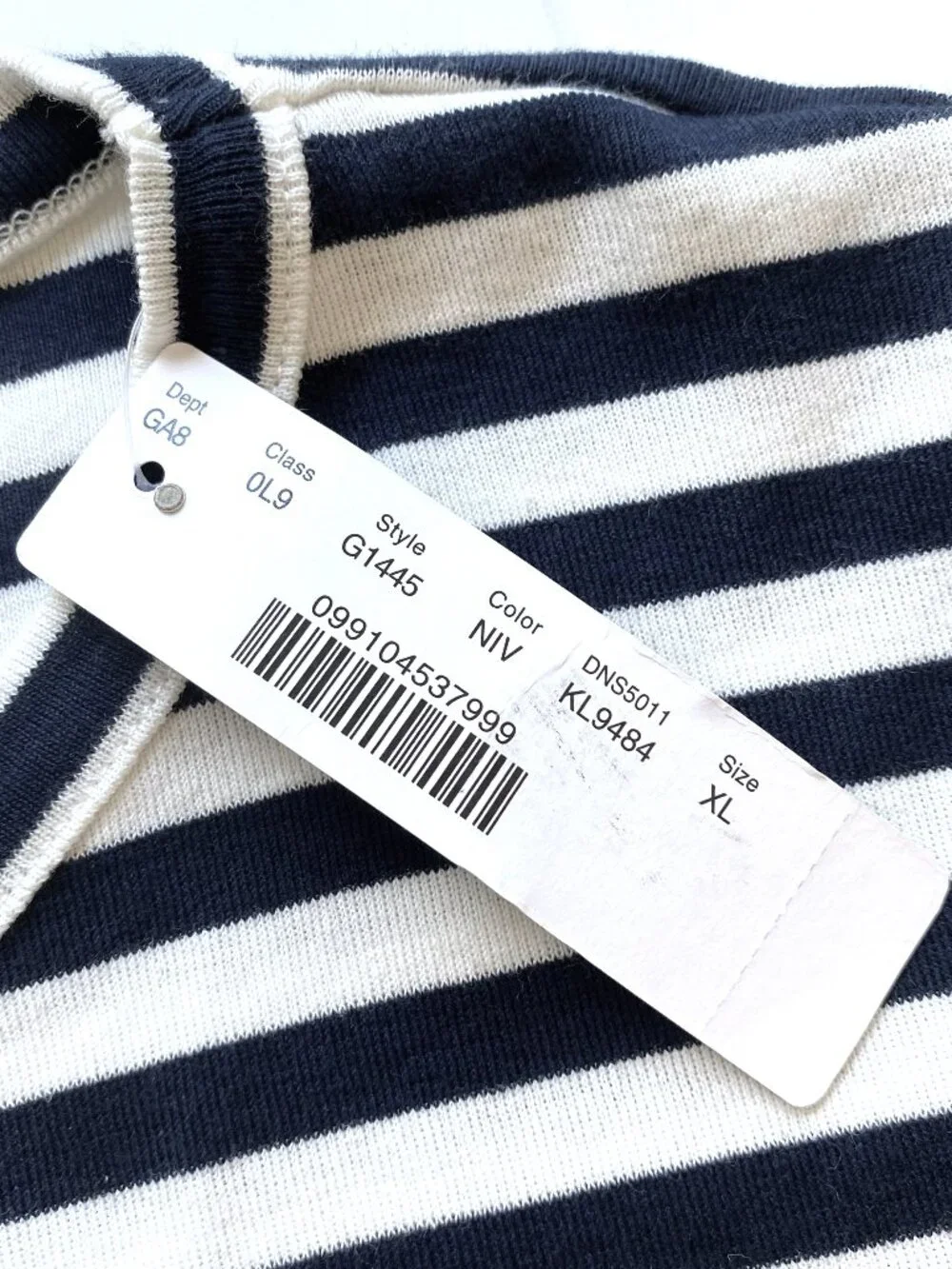 J.Crew Cotton Perfect Fit Striped Tee Black White XL